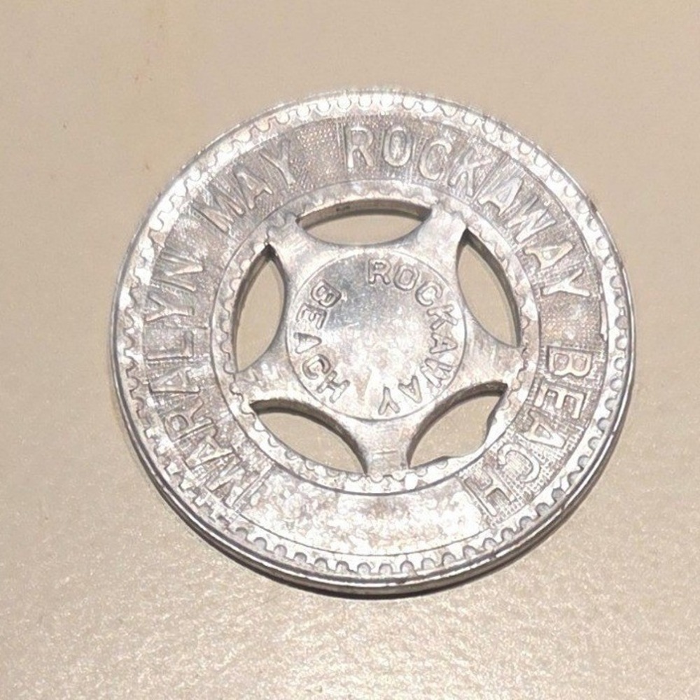 Vintage Rockaway Beach Queens New York Token Good Luck Souvenir Metal Coin